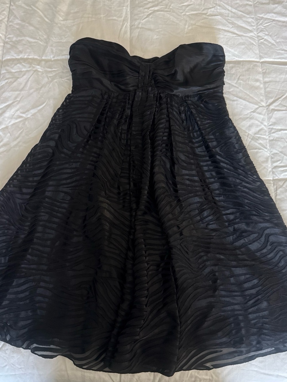 Express Strapless Black Satin Zebra Print Dress